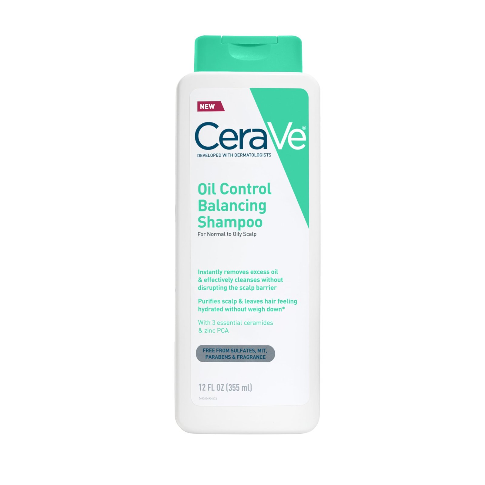 CeraVe Oil Control Balancing Shampoo, Clarifying Shampoo With Ceramides & Hyaluronic Acid, Removes Oil and Leaves Hair Feeling Hydrated, For All Hair & Scalp Types, Sulfate Free & Color Safe, 12 oz