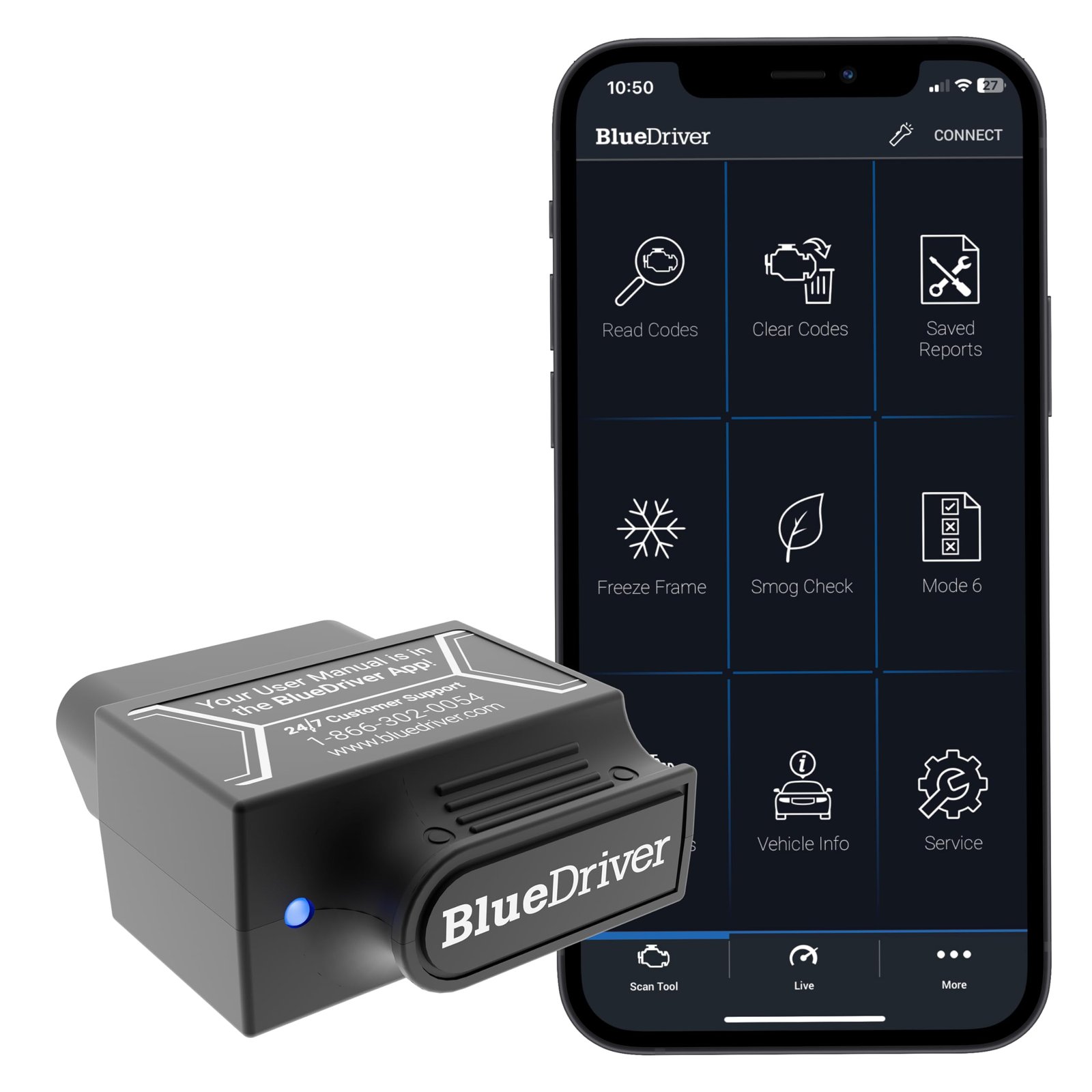 711n0CkX8IL.jpg BlueDriver Bluetooth Pro OBDII Scan Tool for iPhone & Android - No Subscription Fee - OBD2 Car Scanner and Code Reader - Diagnose Check Engine, ABS, SRS, Airbag & 7000+ Issues on Vehicles 1996+ - Image 1