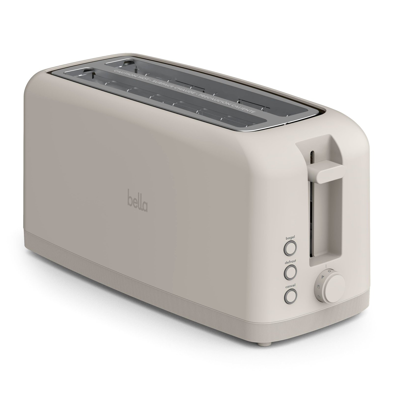 71HNF2-zgiL.jpg bella 4 Slice Slim Toaster, Fits-anywhere™ Kitchenware, 6 Setting Shade Control with Reheat & Cancel Buttons, Fits Sourdough, 10” Long Slot, Anti Jam & Auto Shutoff, 900 Watt, Oatmilk - Image 1