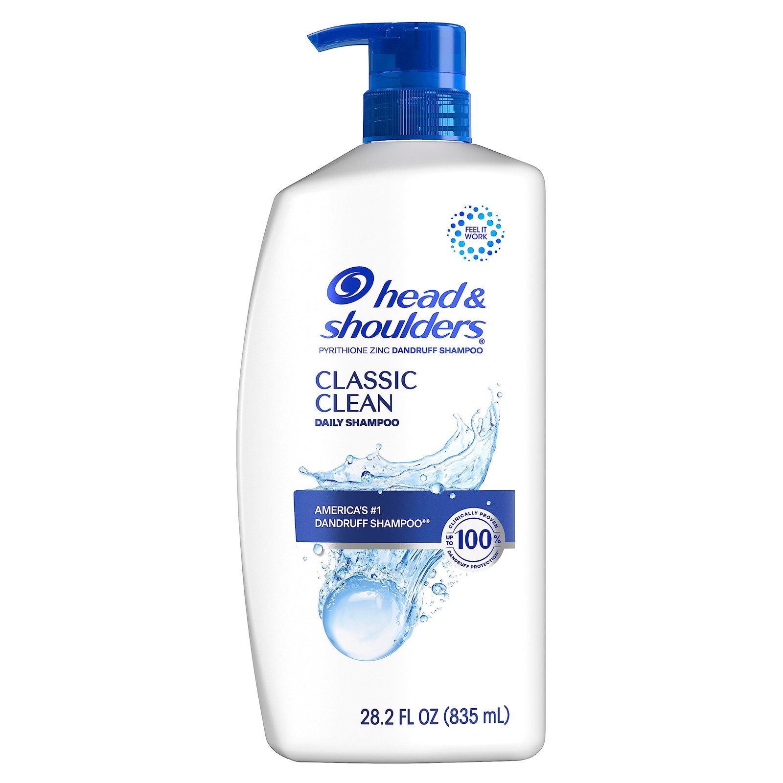 Head & Shoulders Anti-Dandruff Shampoo with 1% Pyrithione Zinc, Classic Clean, Fresh Scent, Daily Use, Moisturizing, Flake Control, Color-Safe, Safe for All Hair Types - Dry, Itchy Scalp, 28.2 Fl Oz