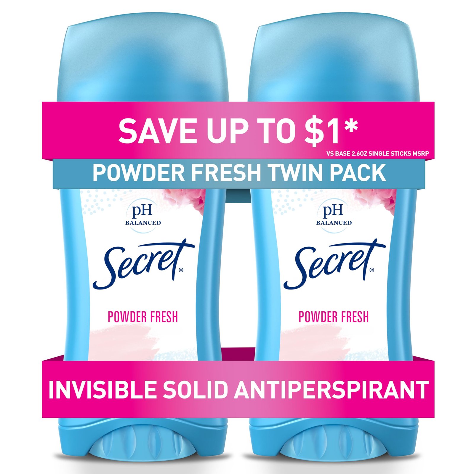 Secret Anti-Perspirant Deodorant Invisible Solid Powder Fresh Twin Pack 5.20 oz